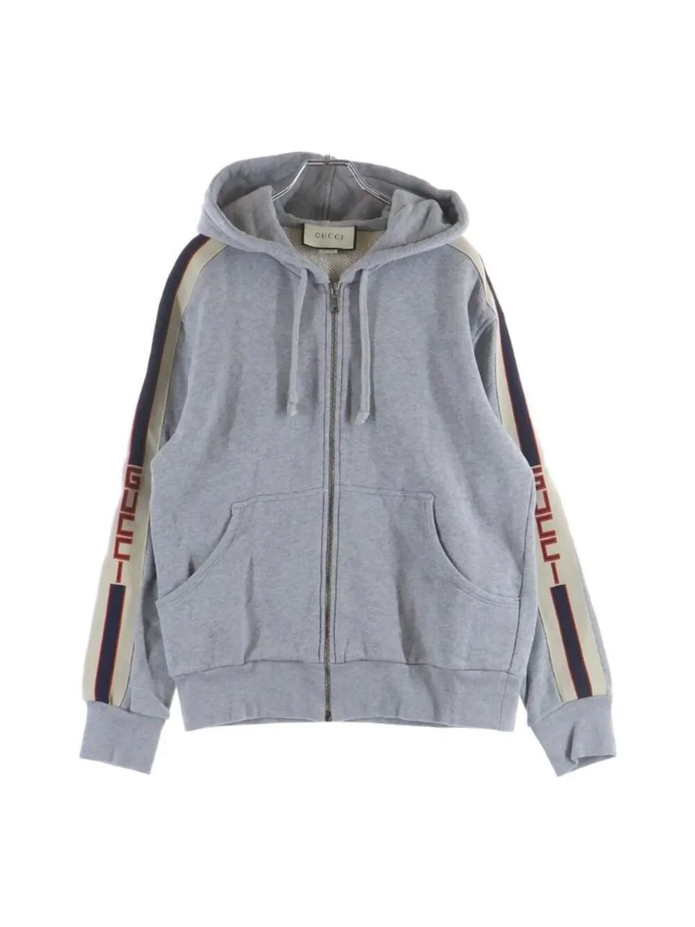 Gucci Line Logo Zip Up Hoodie Gray
